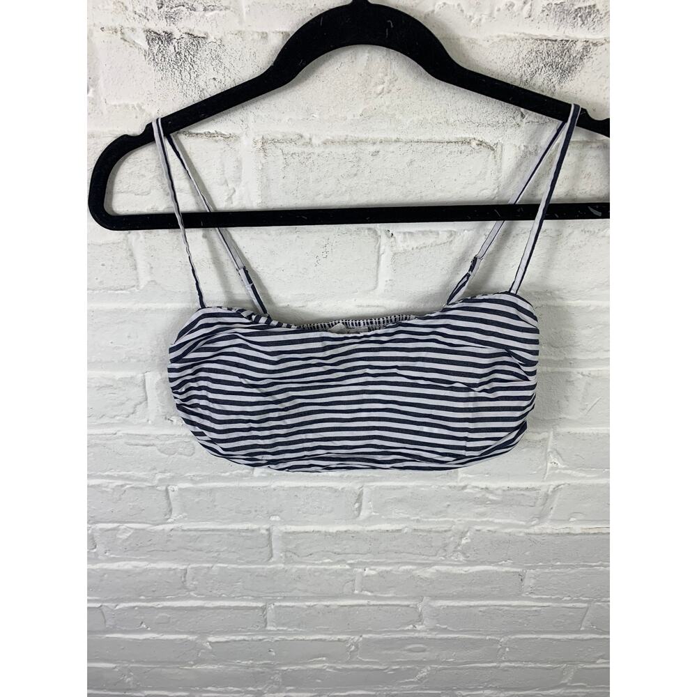 Bobbles & Lace Women's Olivaceous Striped Crop Top Black/White Size Medium